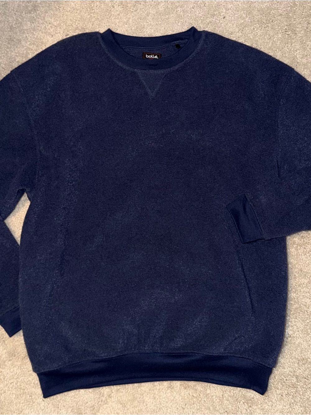 Bollé Golf Men's Navy Crewneck Sweater - Plush Fleece Pullover Medium